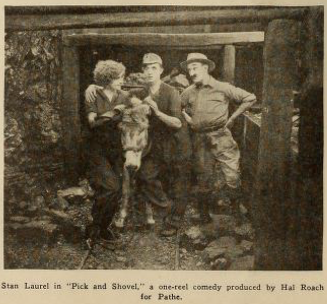 Katherine Grant, Stan Laurel and James Finlayson in a publicity shot for PICK AND SHOVEL (1923)